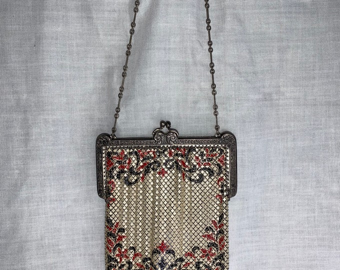 Vintage 1920's Metal Mesh Bag Red and Pearlized Mandalian - Etsy