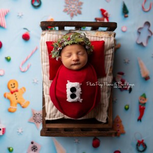 Christmas Holiday Baking Newborn Mini Photography Backdrop / Floordrop - Posing Fabric, Baby, Cookies, Baker, Candy Elves Baker