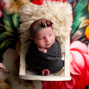 Bright Colored Vintage Roses Newborn Mini Photography Backdrop / Floordrop - Posing Fabric, Baby, Floral, Flowers, Hand Painted