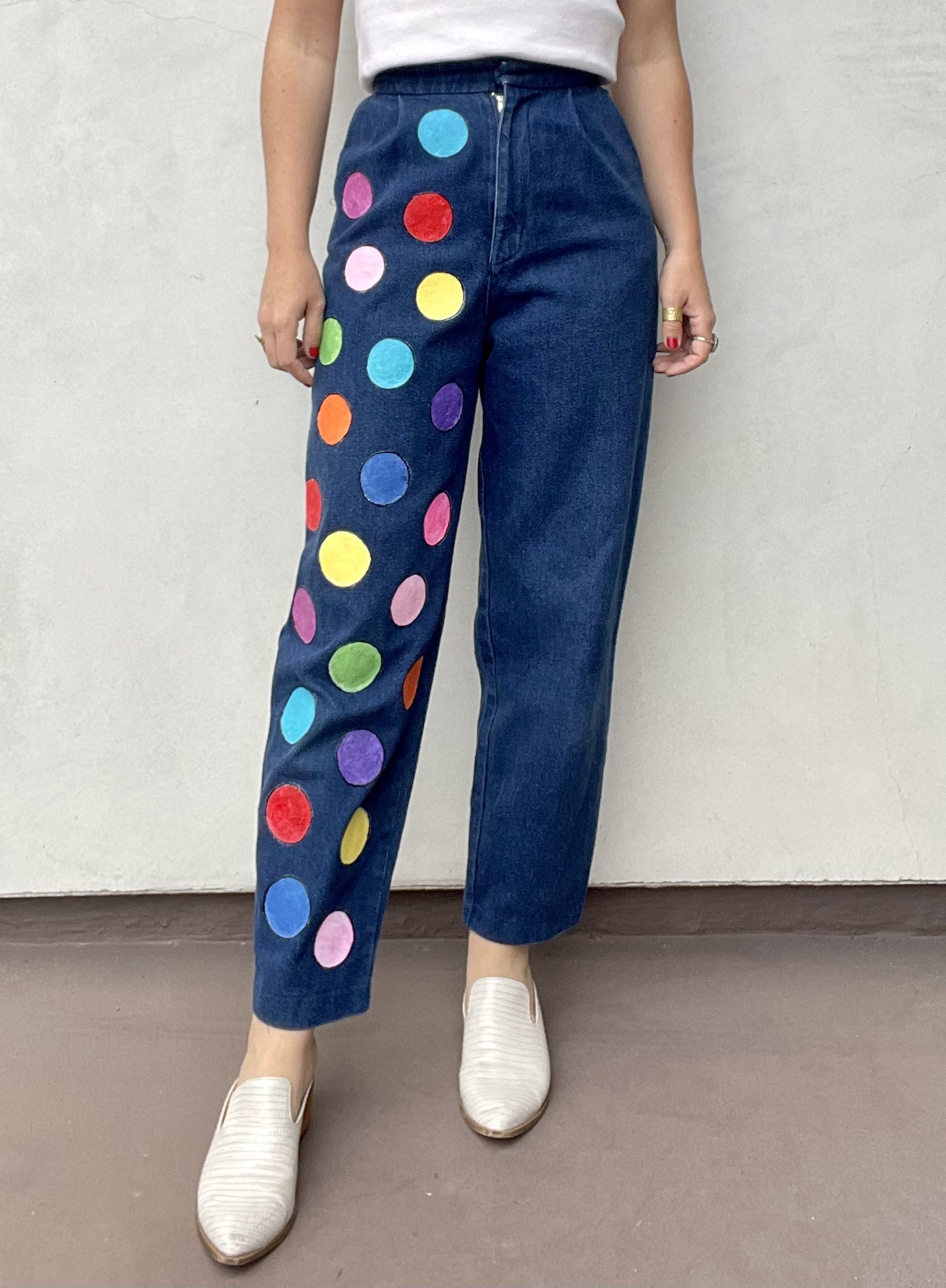 Polka Dot Painted Pants Jeans - Hand Painted - Etsy Polka Dot Painted Pants Jeans - Hand Painted - Etsy