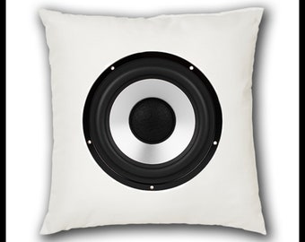 Woofer #1 Bass Head Pillow Case 16x16 Polyester Pillow Cover Music Room Gift Man Cave