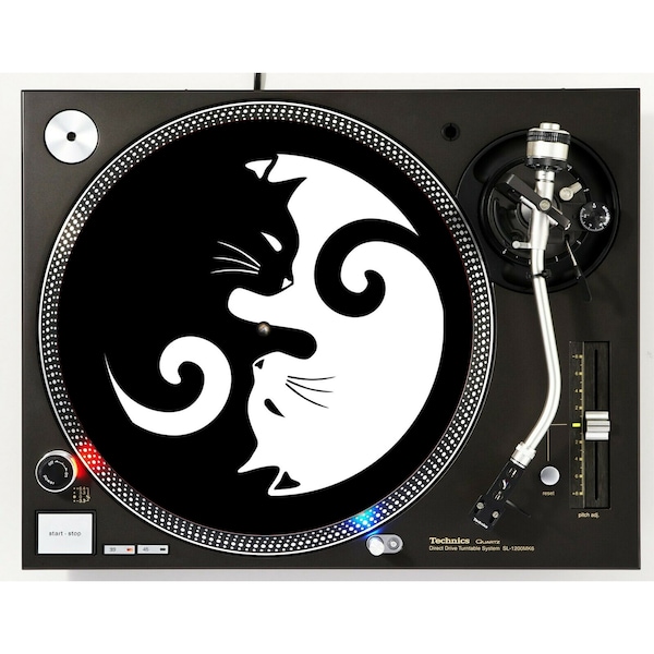 DJ Kitty Cat Ying Yang #1 Scratch Pad 12" inch Slip Mat Turntable Slipmat DJ Platter Pad x1