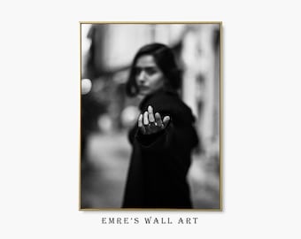 Impresión de retrato de mujer monocromático: Arte mural moderno (descarga digital)