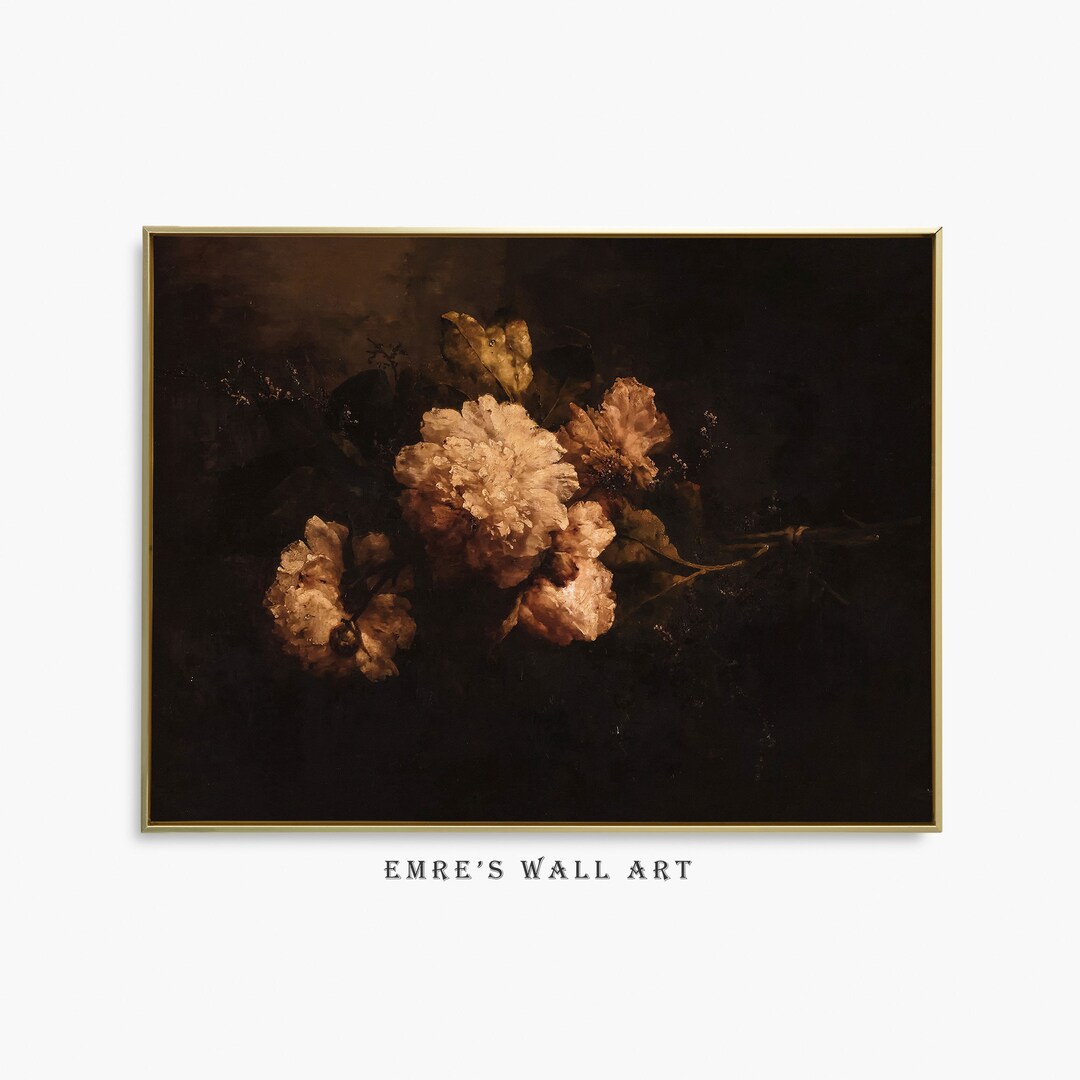 Moody Floral Printable Wall Art, Moody Flower Print, Peony Art Print ...