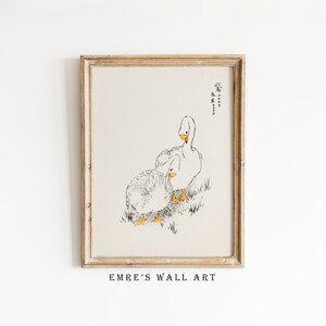 Vintage Duck Sketch Art Print, Country Duck Print, Neutral Farmhouse Wall Decor, Vintage Farm Animal Print, Digital Printable Artwork