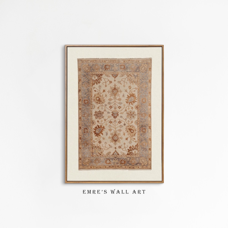 Vintage Rug Art Print: Neutral Tapestry Wall Decor (Digital Download) image 13