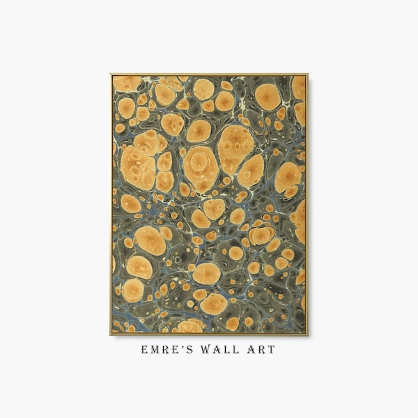 Vintage Abstract Oil Painting Print, Yellow Tone Painting Wall Decor, Retro Abstract Printable Art, Downloadable Vintage Boho Art