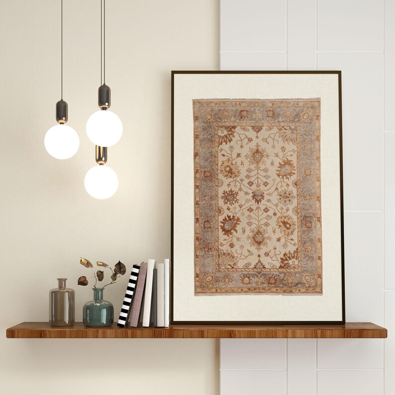 Vintage Rug Art Print: Neutral Tapestry Wall Decor (Digital Download) image 11