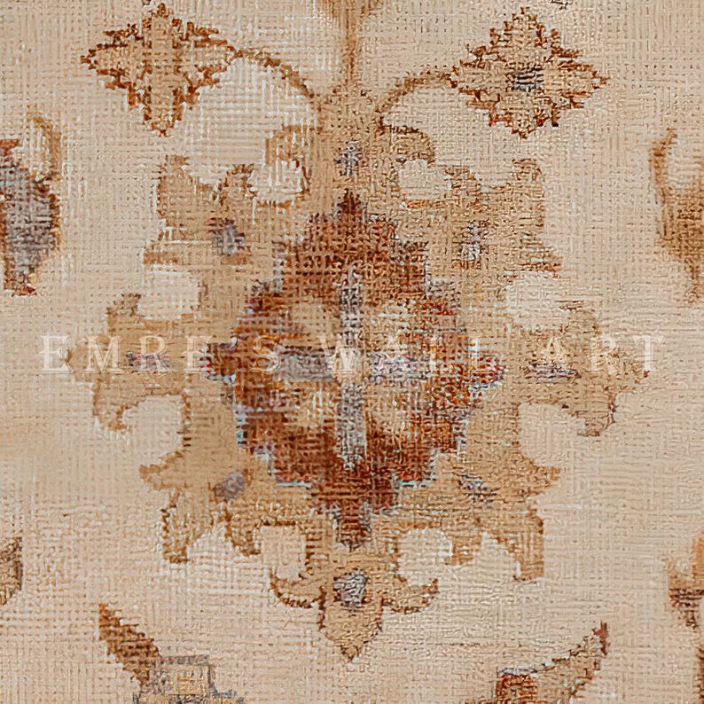 Vintage Rug Art Print: Neutral Tapestry Wall Decor (Digital Download) image 9