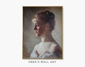 Vintage Woman Portrait Print: Victorian Oil Painting Wall Art (Digital Download)