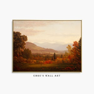 Vintage Autumn Landscape Oil Painting: Rustic Country Decor (Digital Art Printable)