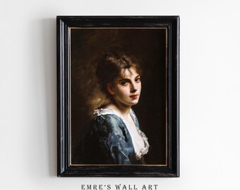 Vintage Woman Portrait Painting: Antique Style Art Print (Digital Download)