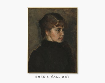Antique Woman Portrait Oil Painting: Moody Victorian Art (Digital Download)