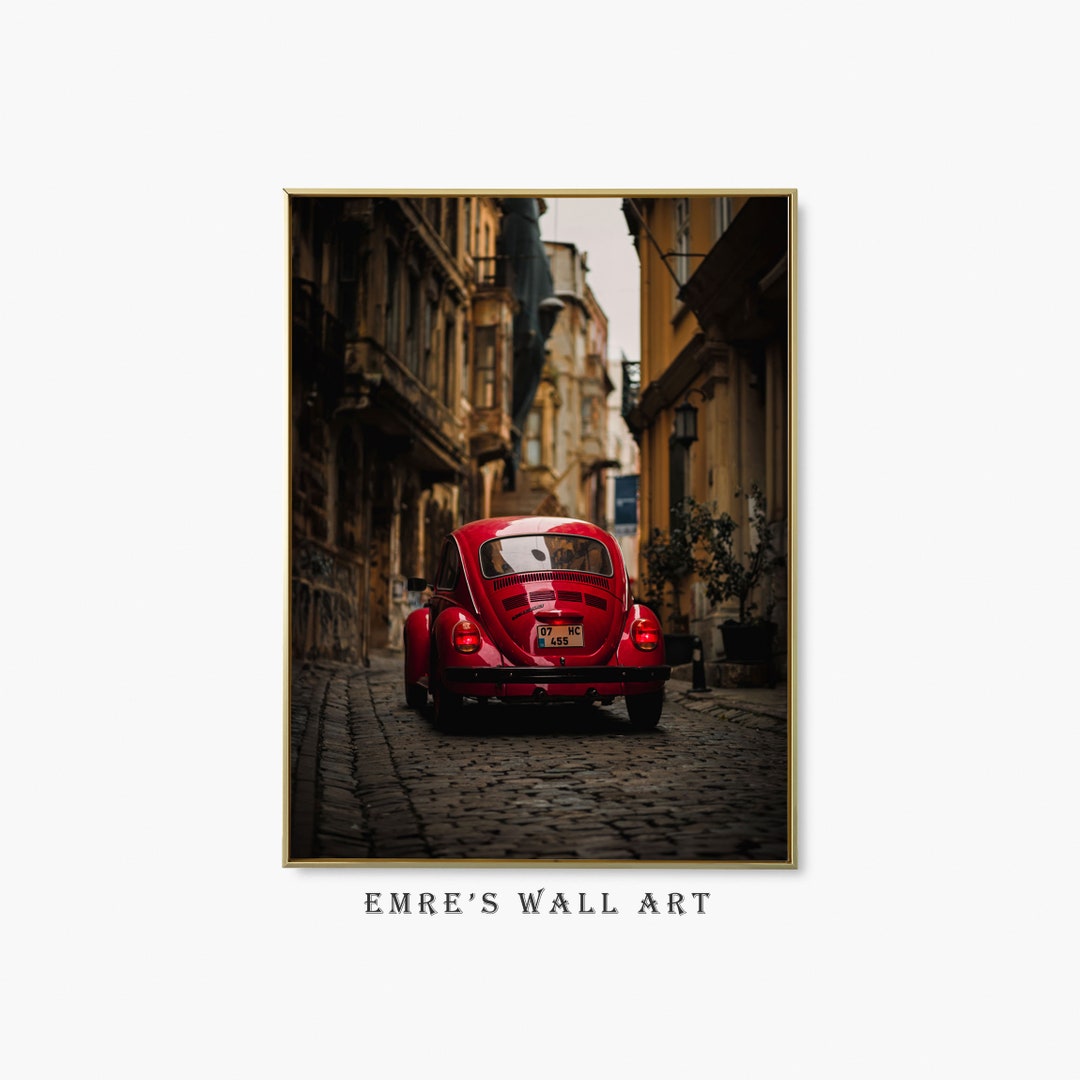 Classic Car Home Decor Street Photography Wall Art Red Car Etsy
