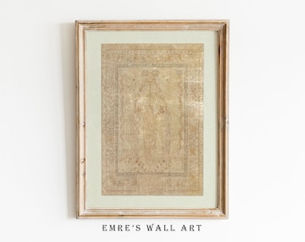 Vintage Tapestry Art Print: Neutral Textile Wall Decor (Digital Download)