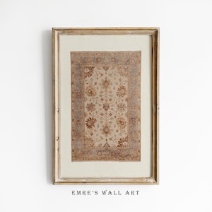 Vintage Rug Art Print: Neutral Tapestry Wall Decor (Digital Download) image 1