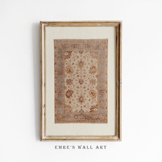 Vintage Rug Art Print: Neutral Tapestry Wall Decor (Digital Download)