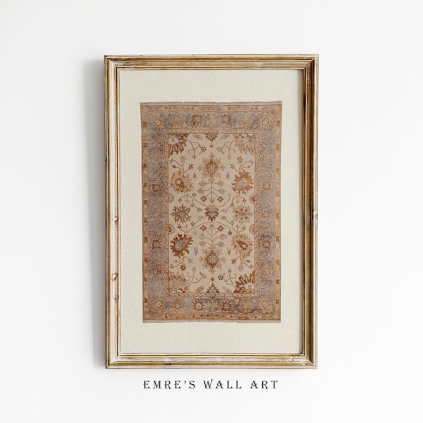 Vintage Rug Art Print: Neutral Tapestry Wall Decor (Digital Download)