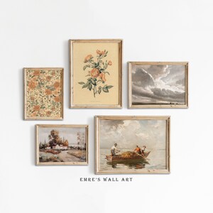 Vintage Landscape Painting Print Set: Neutral Gallery Wall Art (Digital Download)