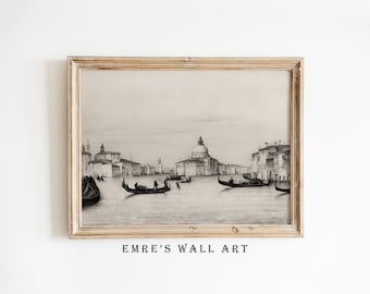 Venice Sketch Art Print: Vintage Canal Scene (Digital Printable)