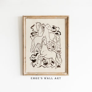 Vintage Horse Sketch Art Print: Farmhouse Animal Drawing (Digital Download)
