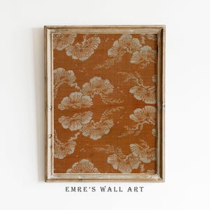 Antique Japanese Pine Textured Print, Rustic Terracotta Fabric Art (Digital Download)