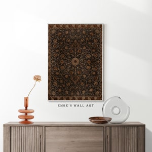 Rug Pattern Wall Art, Vintage Textile Art Print, Antique Tapestry Printable Home Decor, Vintage Brown Rug PRINTABLE
