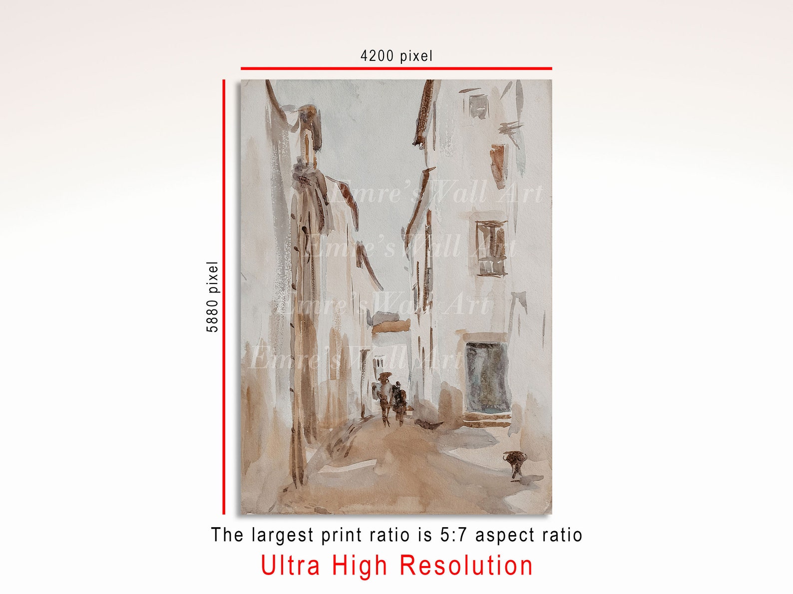 Vintage Watercolor Wall Art Printable Vintage Cityscape Art Etsy