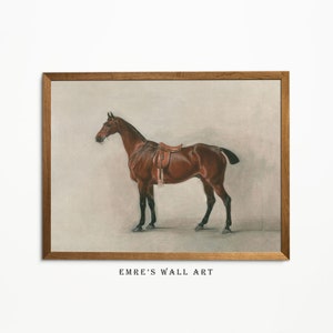 Vintage Horse Painting: Antique Farmhouse Art Print (Digital Download)