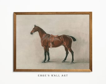 Vintage Horse Painting: Antique Farmhouse Art Print (Digital Download)