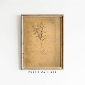 Vintage Tree Sketch Print: Rustic Neutral Wall Art (Digital Download)