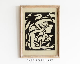 Vintage Figure Sketch Print: Abstract Neutral Wall Art (Digital Download)