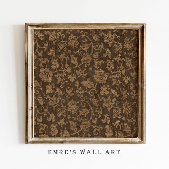 Antique Botanical Fabric Print: Rustic Textile Pattern Wall Art (DIGITAL DOWNLOAD)