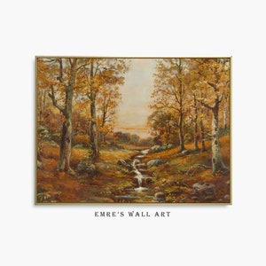 Vintage Autumn Forest Oil Painting Print: Rustic Country Wall Art (Digital Download)