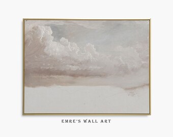 Vintage Cloud Painting Print: Neutral Farmhouse Wall Art (Digital Download)