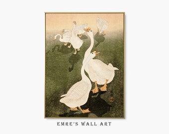 Vintage Goose Oil Painting: Antique Nursery Wall Art (Digital Download)