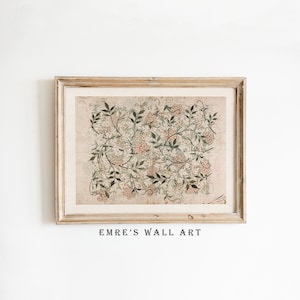 Vintage Botanical Sketch Art Print: Neutral Flower Drawing (Digital Download)