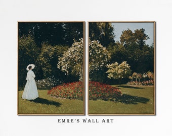 Láminas vintage de jardín francés: Pintura al óleo de paisaje de verano (descarga digital)