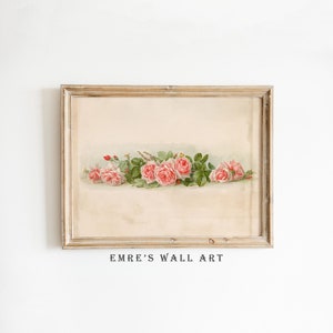 Vintage Rose Painting: Antique Floral Still Life Print (Digital Download)