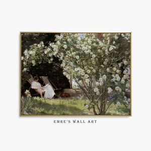 Vintage French Country Painting: Summer Cottage Art (Digital Download)