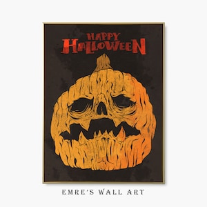 Halloween Pumpkin Printable Art, Halloween Pumpkin Wall Decor, Halloween Wall Art Print, Happy Halloween Print, Halloween Poster