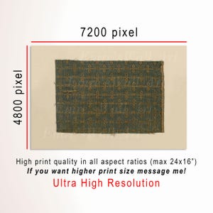 Vintage green woven textile fragment with repeating gold ornamental motifs, high-resolution fabric pattern print for wall decor, antique tapestry style.