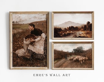 Rustic Autumn Landscape Print Set: Farmhouse Countryside Gallery Wall (Digital Download)