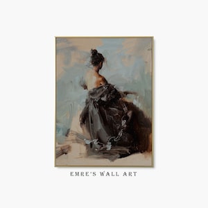 Vintage Woman Portrait Print: Moody Oil Painting Art (Digital Download)