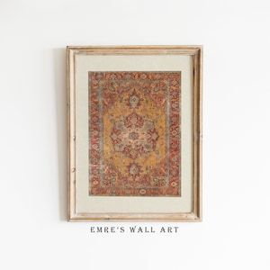 Vintage Rug Textile Art Print: Warm Home Decor (Digital Printable)