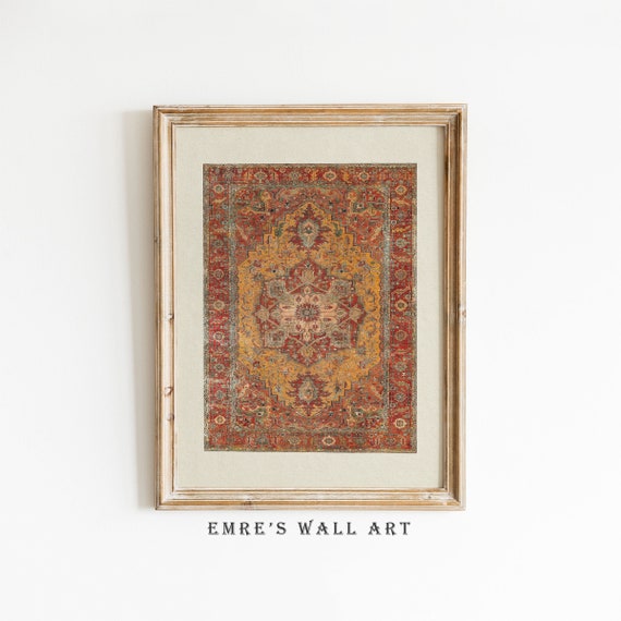 Vintage Rug Textile Art Print: Warm Home Decor (Digital Printable)