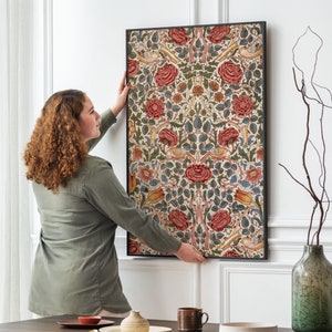 Tenture Murale Vintage Brodée Coton - Motif Floral 43x27 Pouces - Décoration Bohème