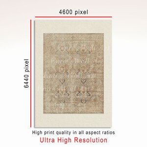 Puede incluir: Una alfombra beige con un patr&oacute;n intrincado en tonos de marr&oacute;n, azul y blanco. La alfombra est&aacute; enmarcada con un borde blanco. La imagen est&aacute; etiquetada como "Ultra Alta Resoluci&oacute;n" e indica que la calidad de impresi&oacute;n es alta en todas las proporciones.