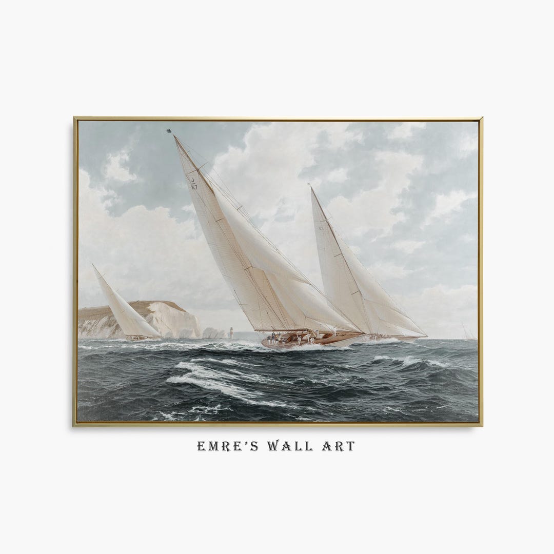 Vintage Sailboat Print, Coastal Wall Art for Beach House, Antique Ocean ...