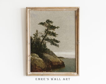 Gemälde einer Seenlandschaft: Rustikale Bauernhaus-Wandkunst (Digitaler Download)
